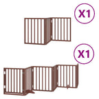 Puerta de perros plegable 9 paneles madera álamo marrón 450 cm