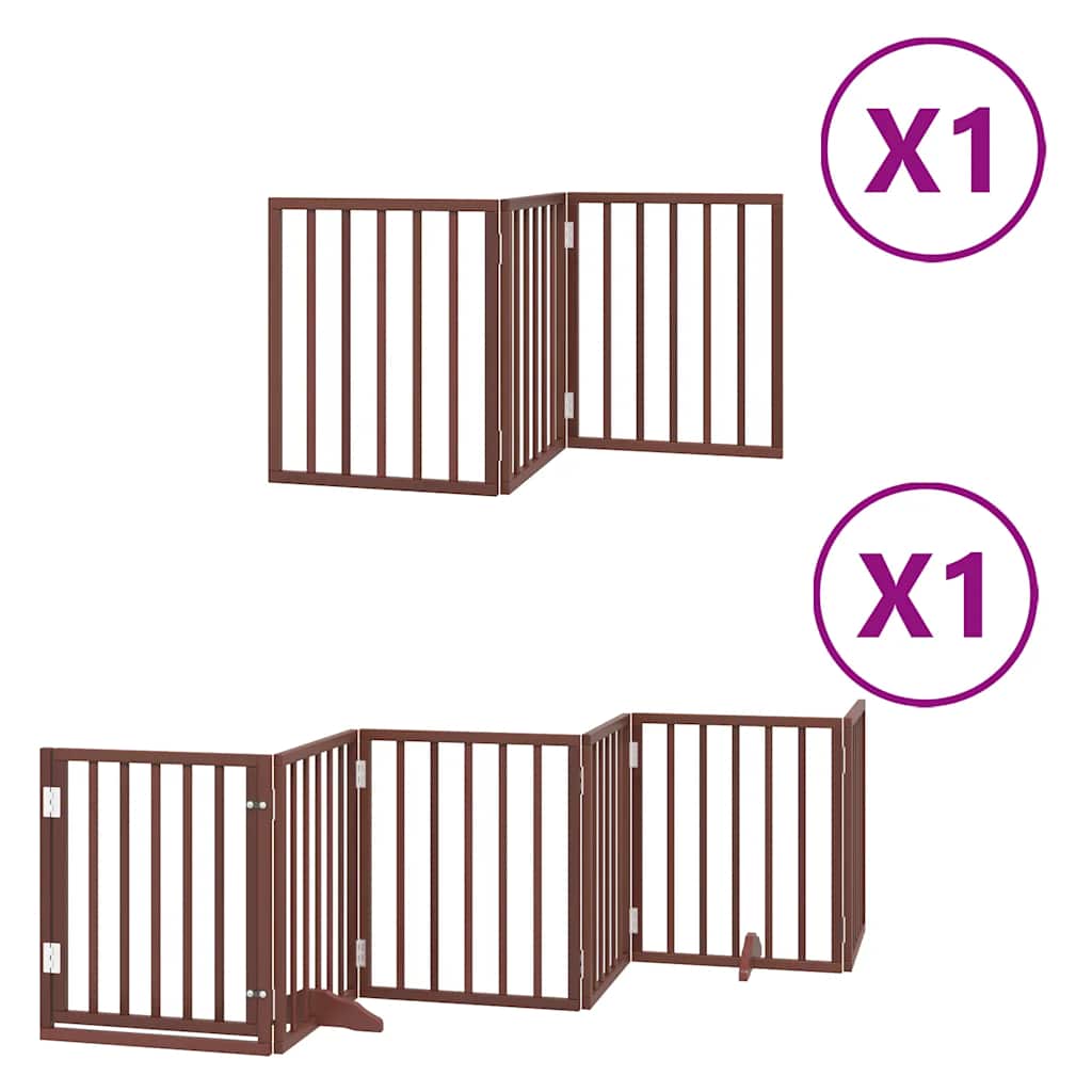 Puerta de perros plegable 9 paneles madera álamo marrón 450 cm