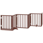 Puerta de perros plegable 9 paneles madera álamo marrón 450 cm