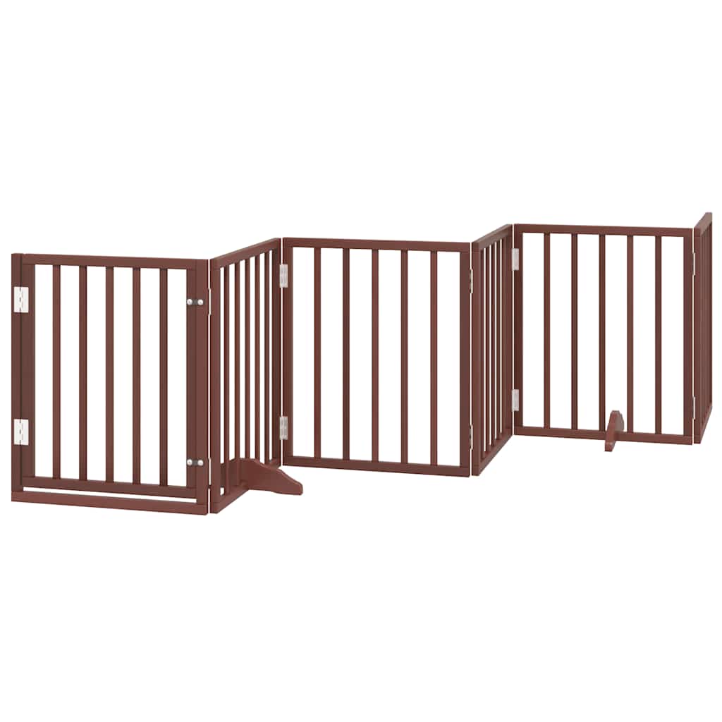 Puerta de perros plegable 9 paneles madera álamo marrón 450 cm