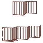 Puerta de perros plegable 9 paneles madera álamo marrón 450 cm