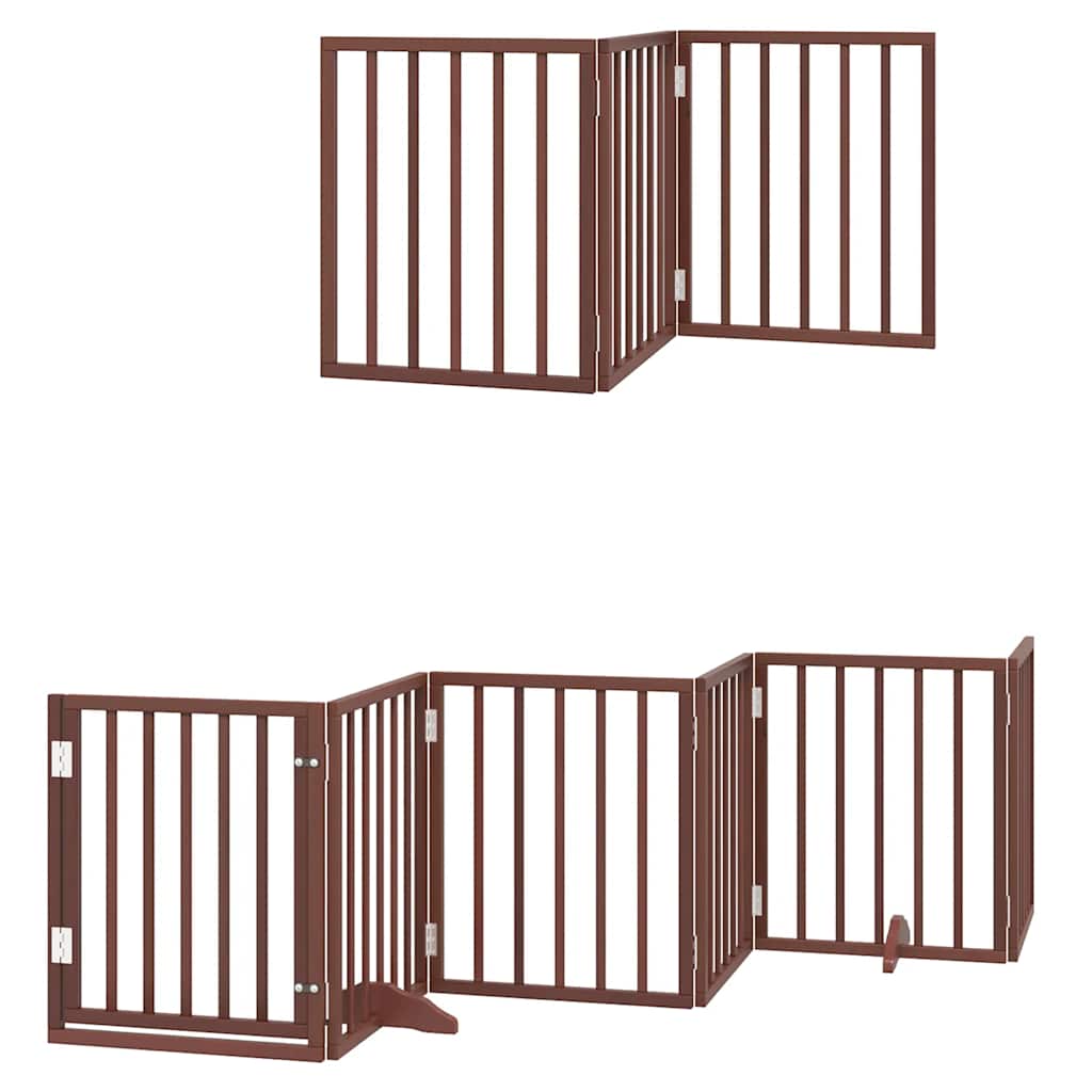 Puerta de perros plegable 12 paneles madera álamo marrón 600 cm