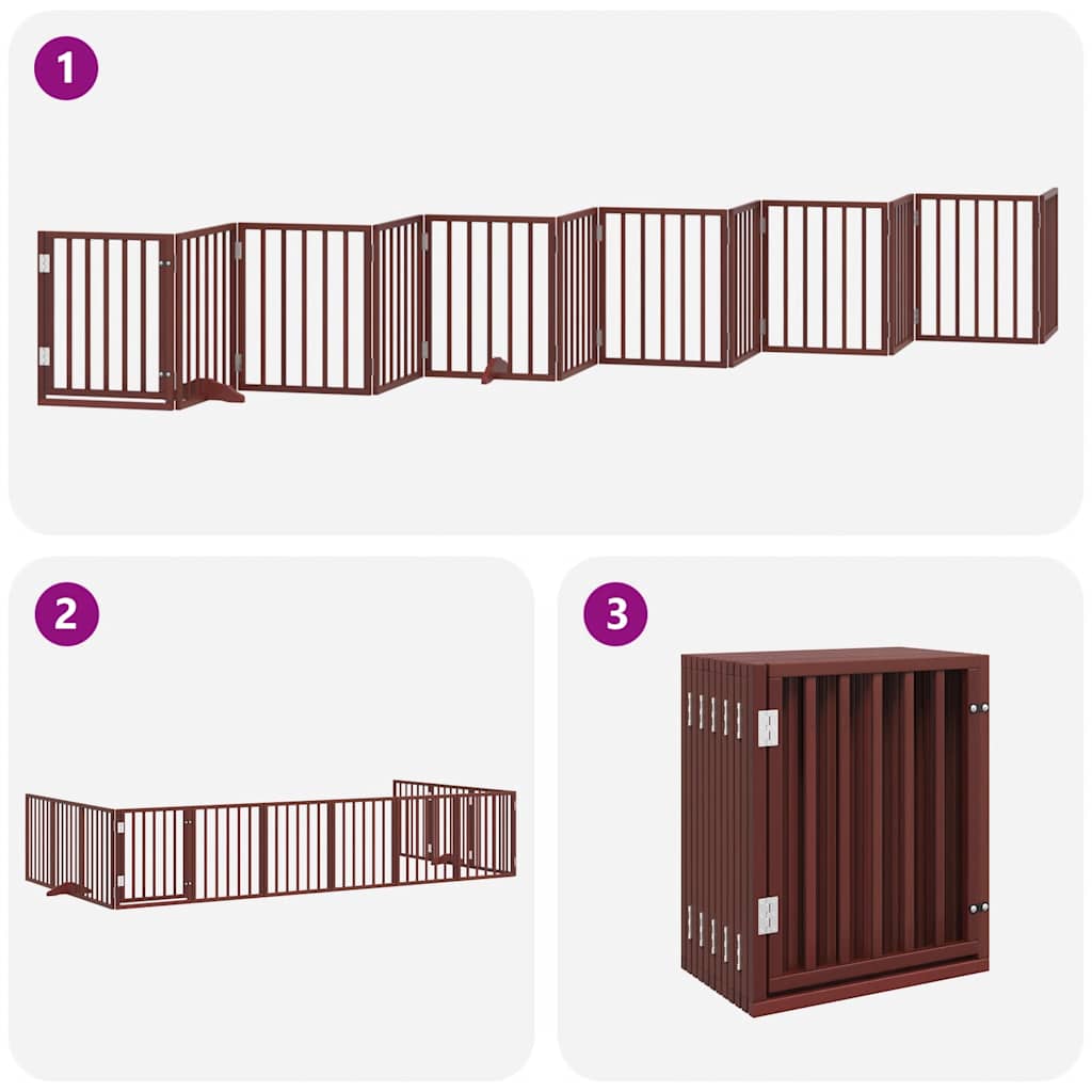 Puerta de perros plegable 12 paneles madera álamo marrón 600 cm