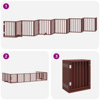Puerta de perros plegable 12 paneles madera álamo marrón 600 cm