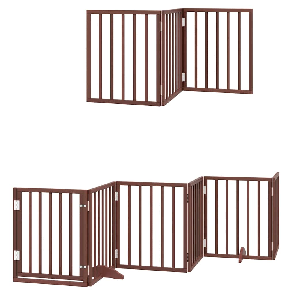 Puerta de perros plegable 15 paneles madera álamo marrón 750 cm