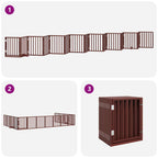 Puerta de perros plegable 15 paneles madera álamo marrón 750 cm