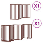 Puerta de perros plegable 9 paneles madera álamo marrón 450 cm