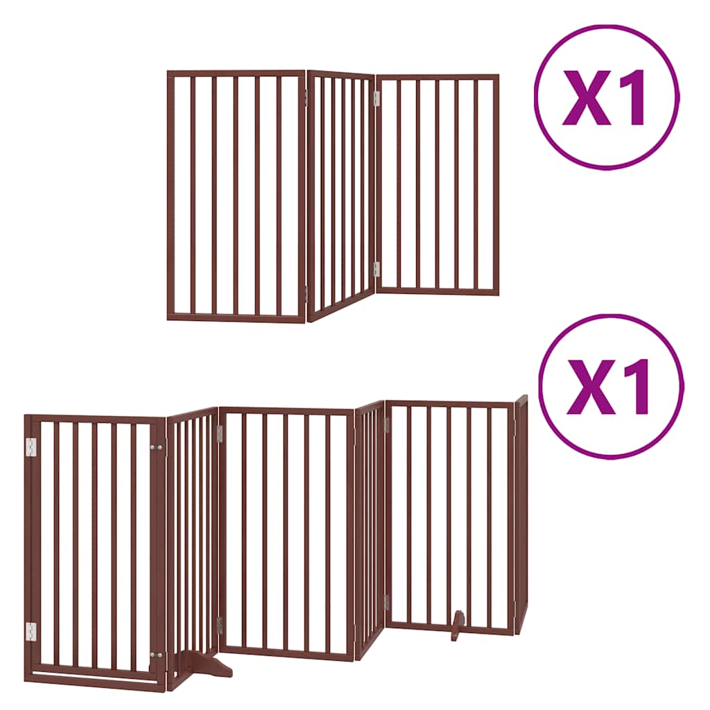Puerta de perros plegable 9 paneles madera álamo marrón 450 cm