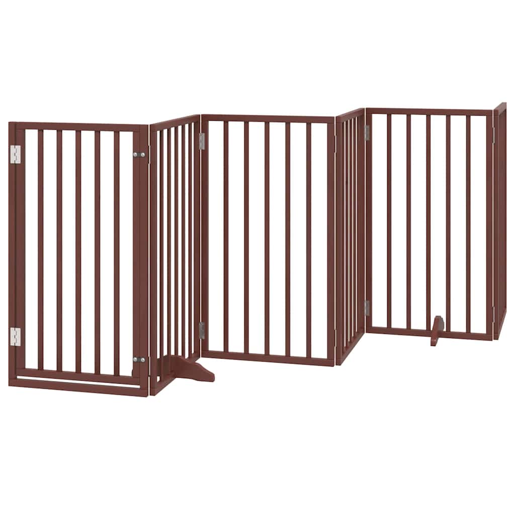 Puerta de perros plegable 9 paneles madera álamo marrón 450 cm