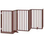 Puerta de perros plegable 9 paneles madera álamo marrón 450 cm