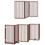 Puerta de perros plegable 9 paneles madera álamo marrón 450 cm