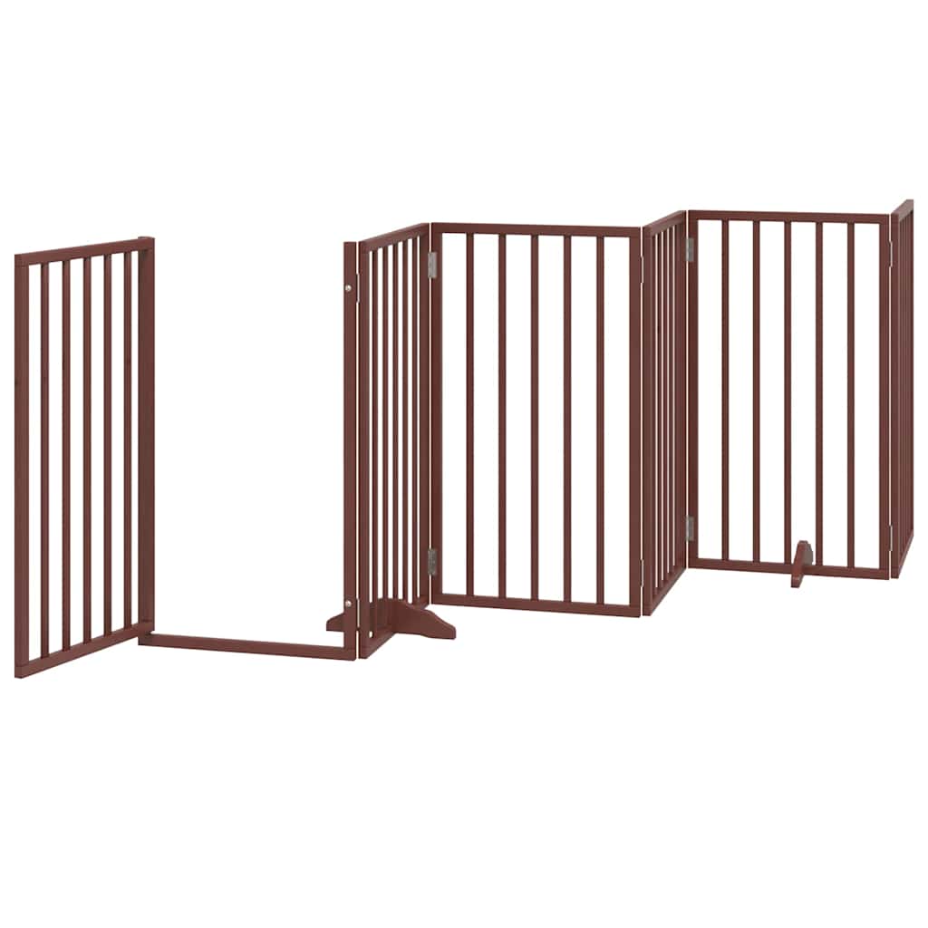 Puerta de perros plegable 9 paneles madera álamo marrón 450 cm