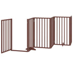 Puerta de perros plegable 9 paneles madera álamo marrón 450 cm