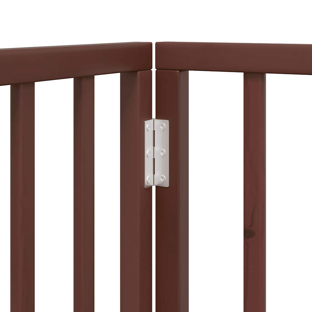 Puerta de perros plegable 9 paneles madera álamo marrón 450 cm