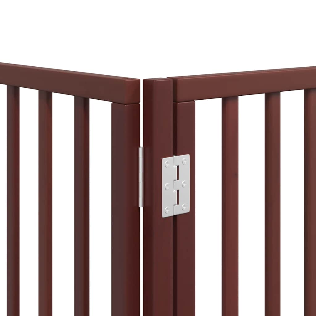 Puerta de perros plegable 9 paneles madera álamo marrón 450 cm