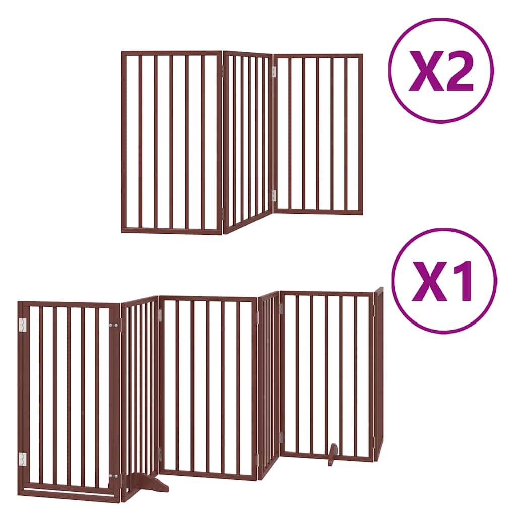Puerta de perros plegable 12 paneles madera álamo marrón 600 cm