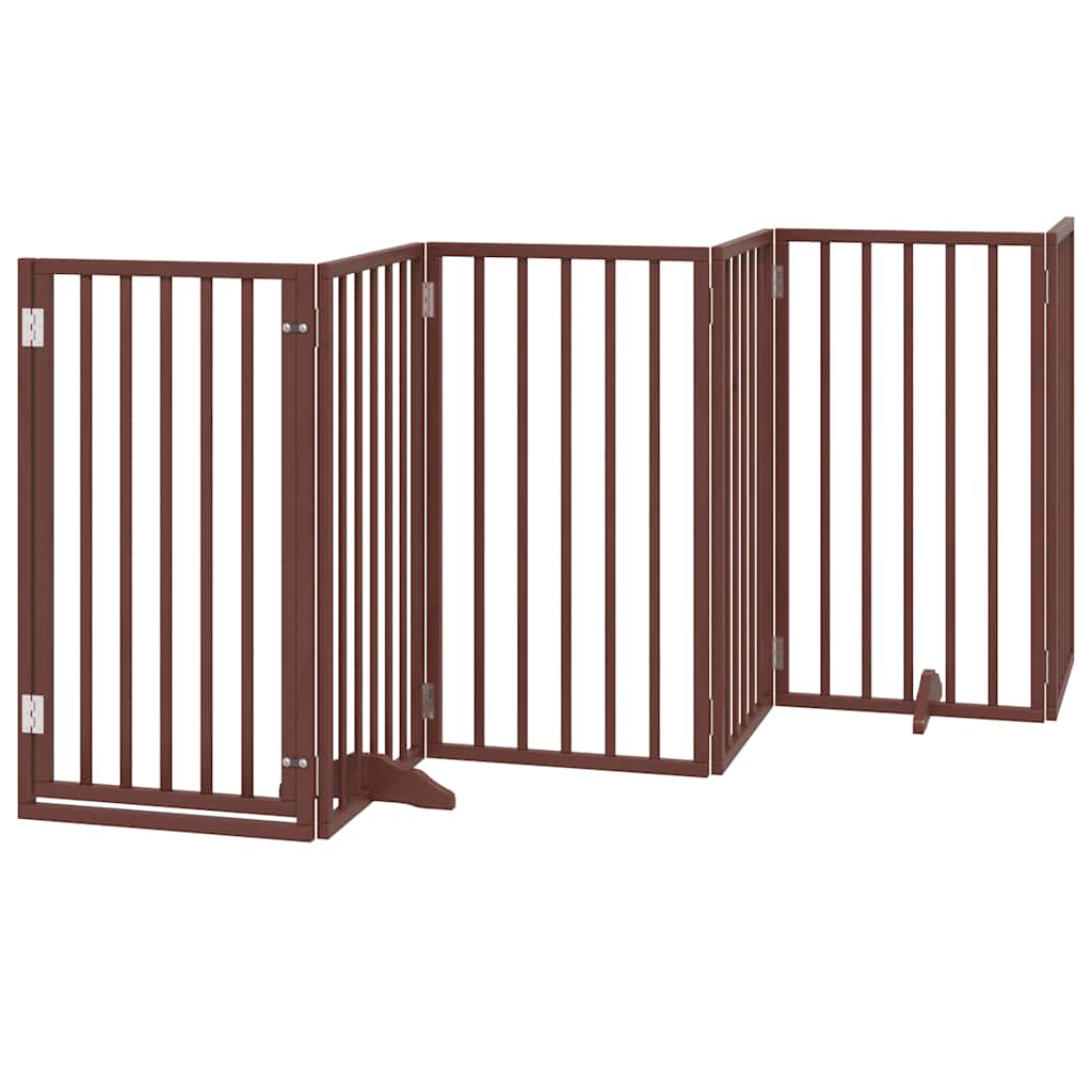 Puerta de perros plegable 12 paneles madera álamo marrón 600 cm