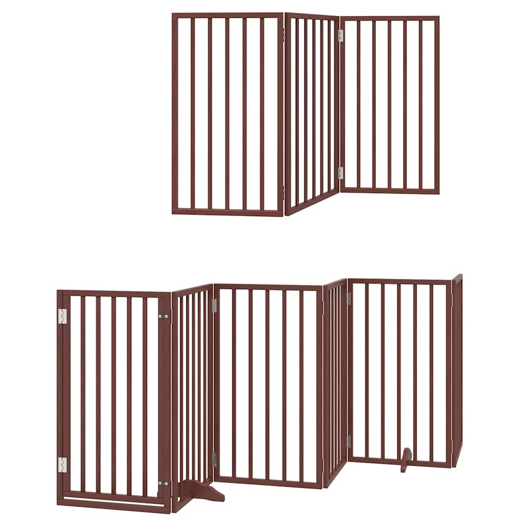Puerta de perros plegable 12 paneles madera álamo marrón 600 cm