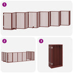 Puerta de perros plegable 12 paneles madera álamo marrón 600 cm