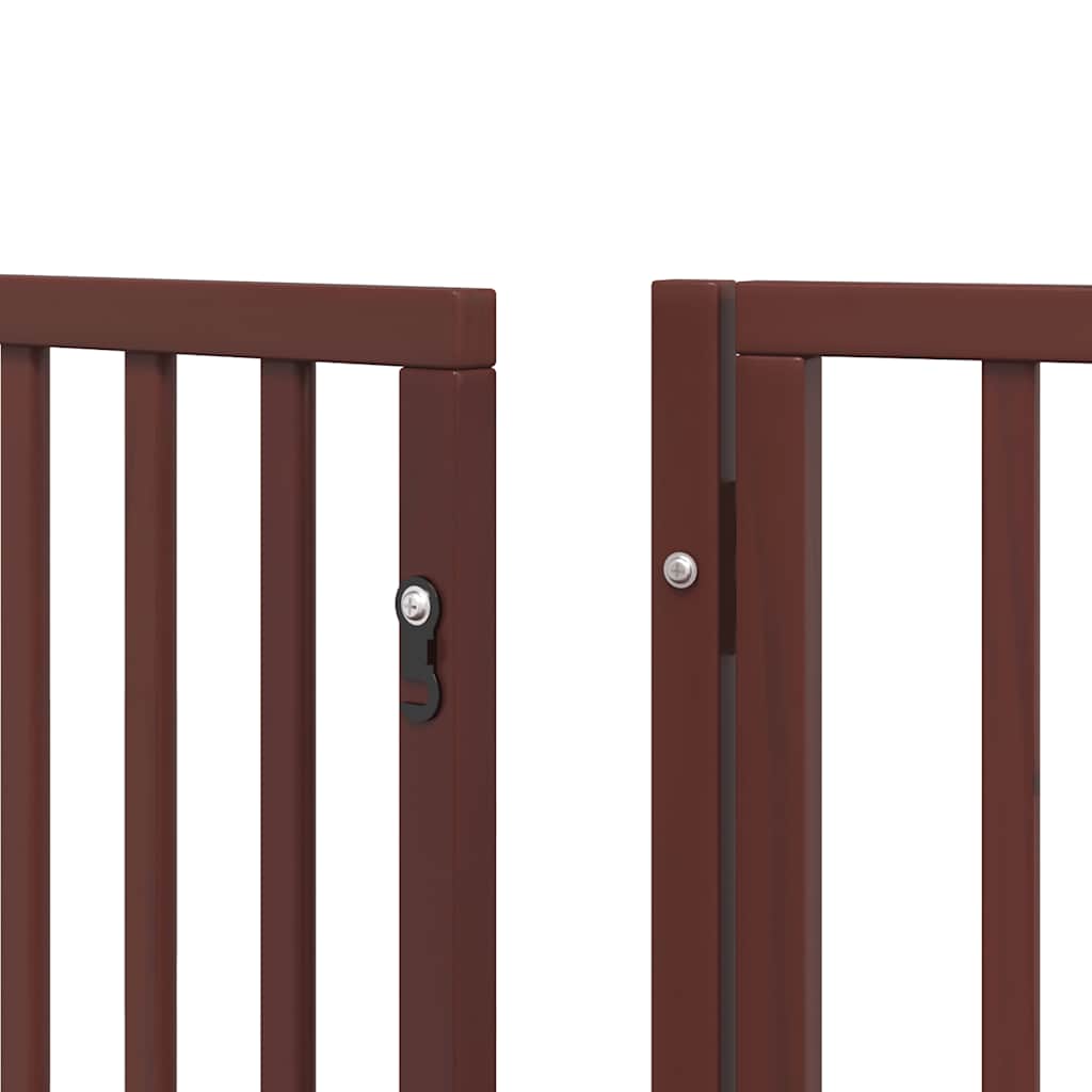 Puerta de perros plegable 12 paneles madera álamo marrón 600 cm