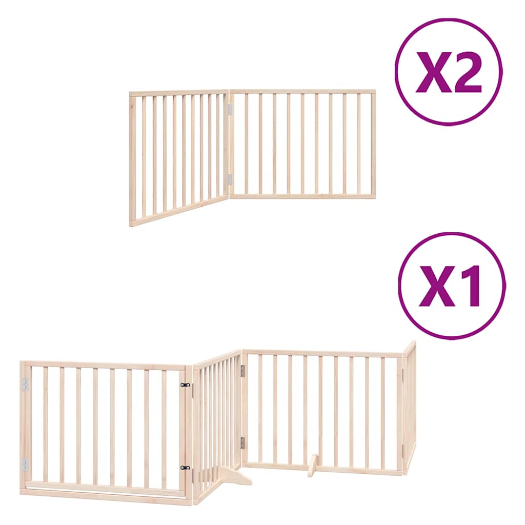 Puerta para perros plegable 8 paneles madera de álamo 640 cm