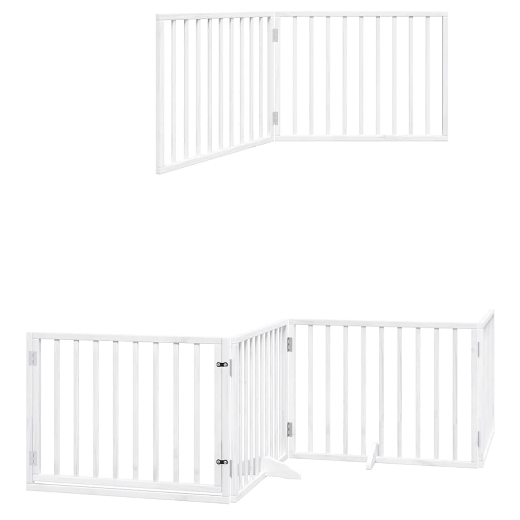 Puerta de perros plegable 12 paneles madera álamo blanca 960 cm