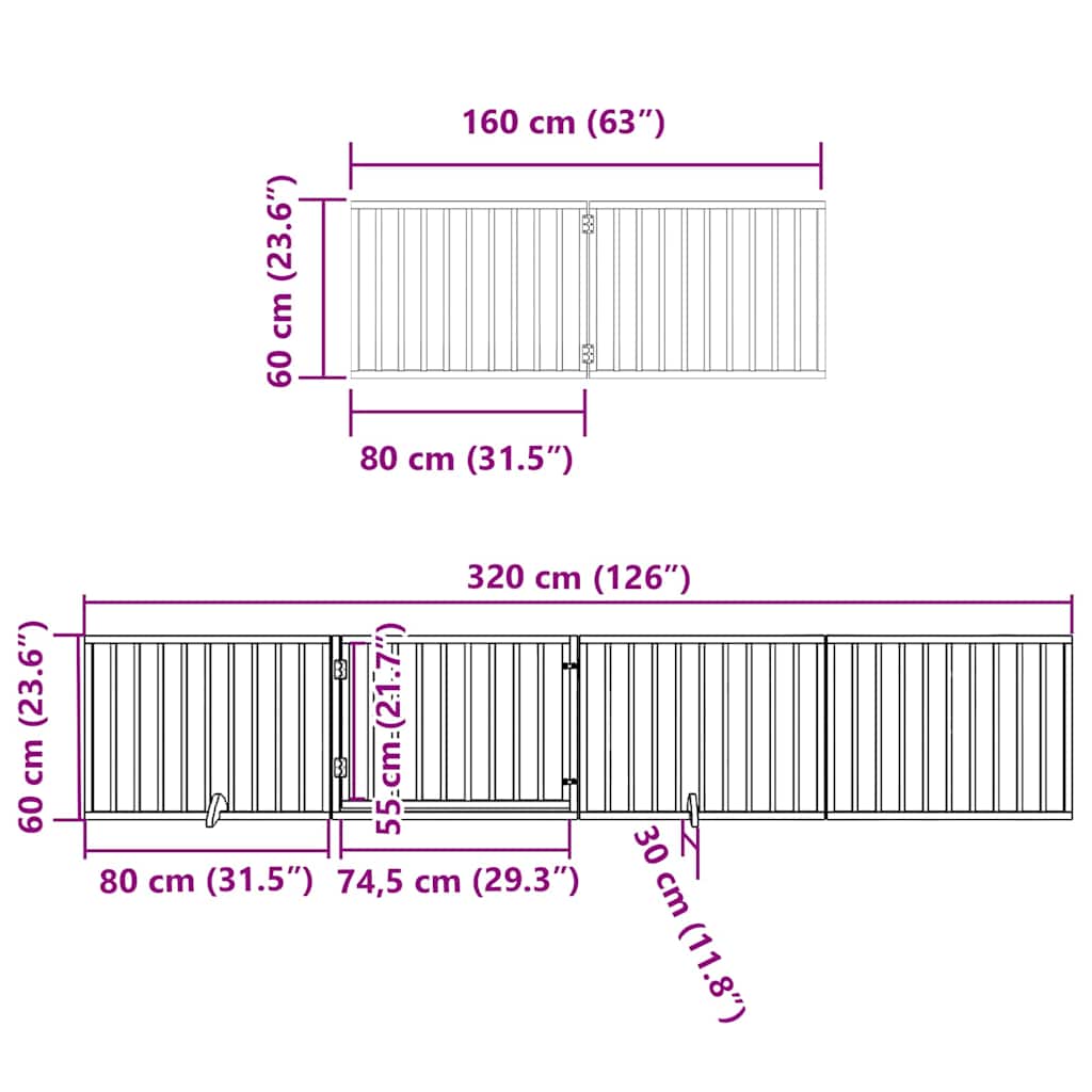 Puerta de perros plegable 12 paneles madera álamo blanca 960 cm