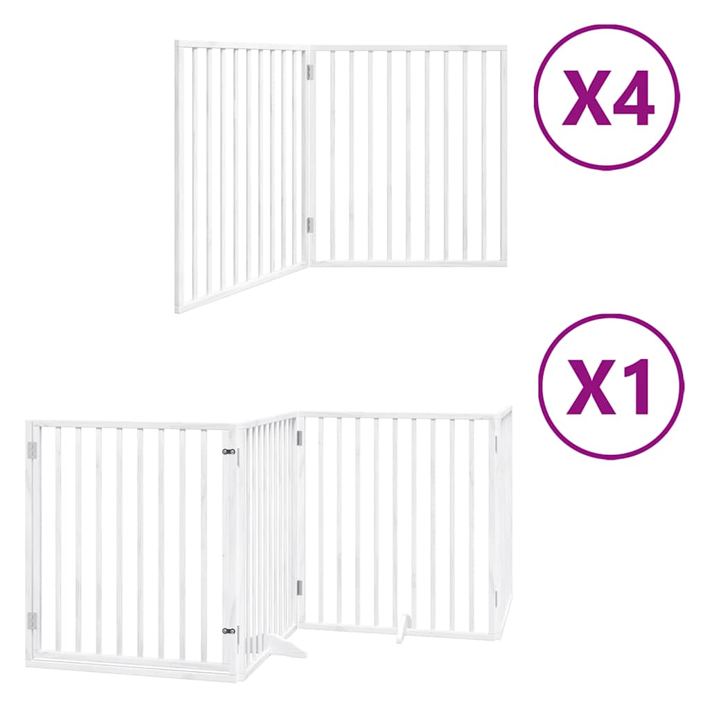 Puerta de perros plegable 12 paneles madera álamo blanca 960 cm