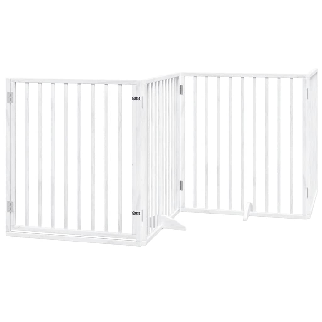 Puerta de perros plegable 12 paneles madera álamo blanca 960 cm