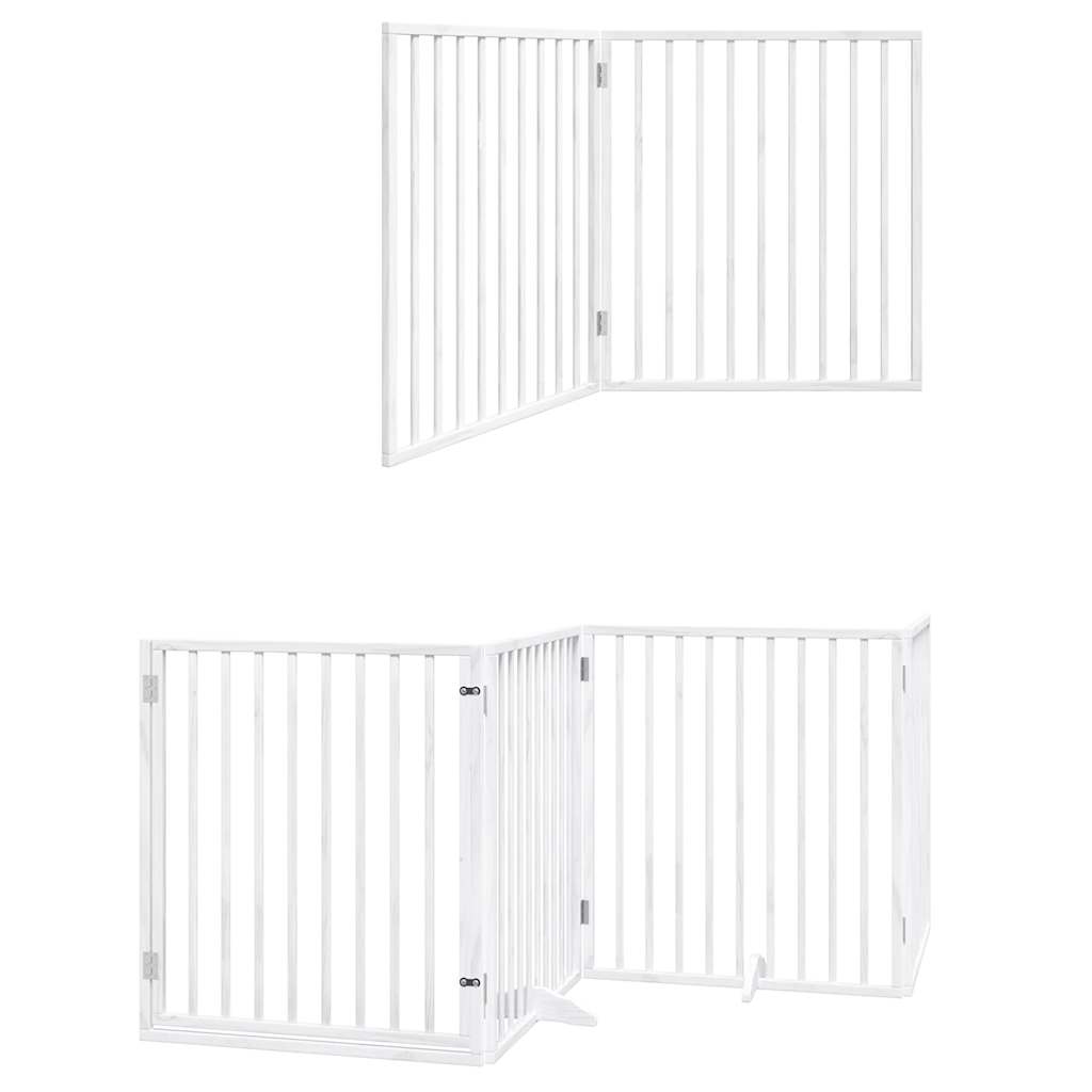 Puerta de perros plegable 12 paneles madera álamo blanca 960 cm