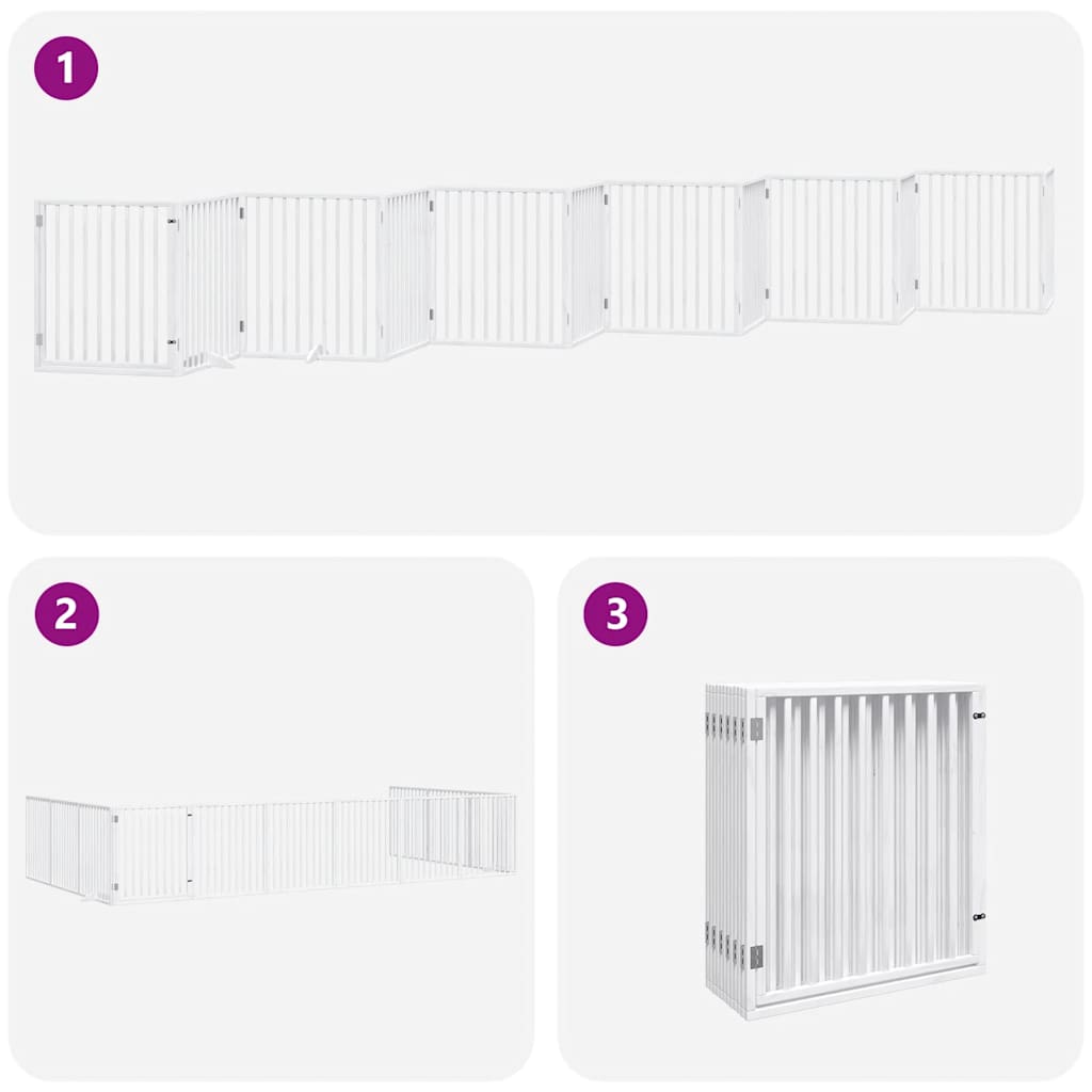 Puerta de perros plegable 12 paneles madera álamo blanca 960 cm