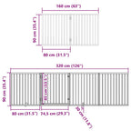 Puerta de perros plegable 12 paneles madera álamo blanca 960 cm