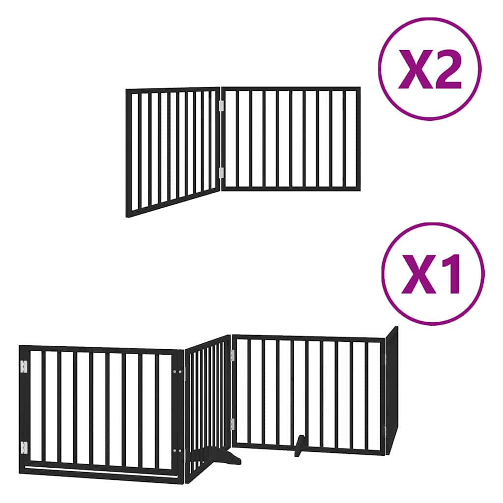Puerta de perros plegable 8 paneles madera álamo negra 640 cm