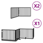 Puerta de perros plegable 8 paneles madera álamo negra 640 cm