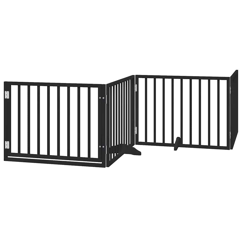 Puerta de perros plegable 8 paneles madera álamo negra 640 cm