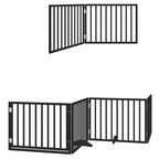 Puerta de perros plegable 8 paneles madera álamo negra 640 cm