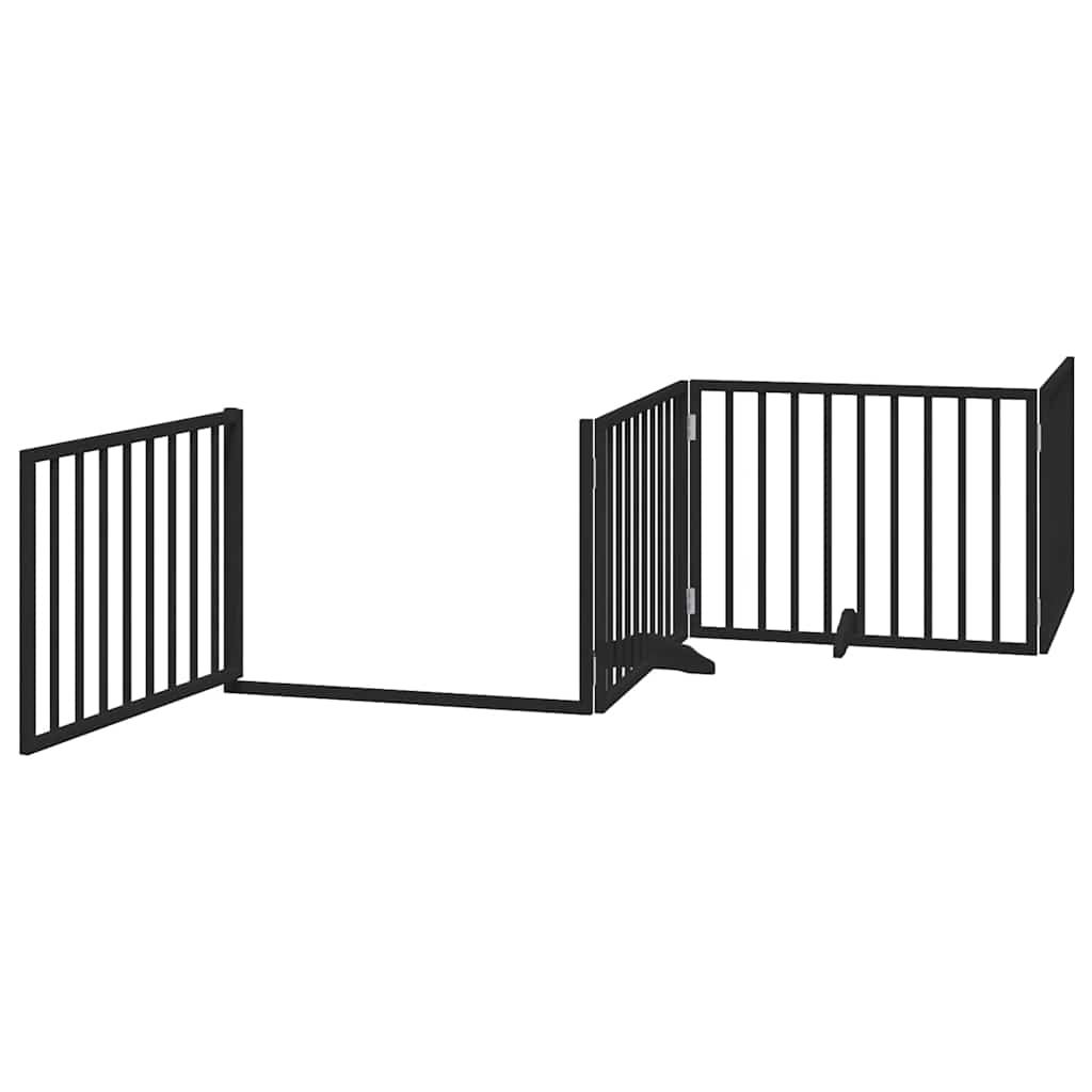 Puerta de perros plegable 8 paneles madera álamo negra 640 cm