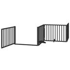 Puerta de perros plegable 8 paneles madera álamo negra 640 cm