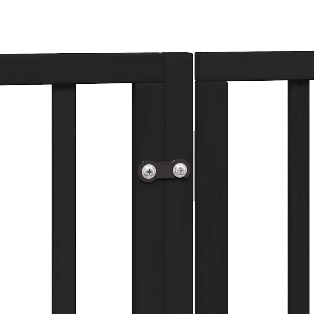 Puerta de perros plegable 8 paneles madera álamo negra 640 cm