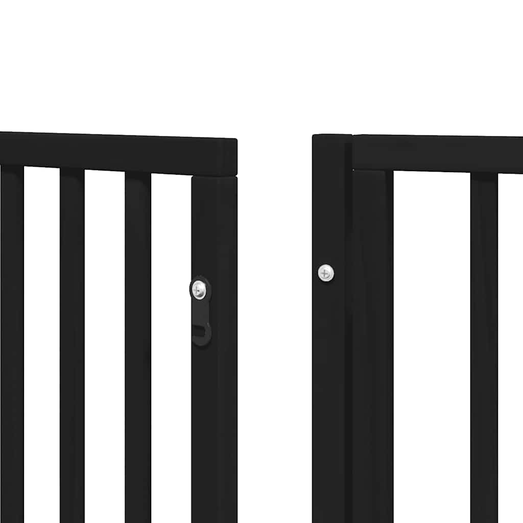 Puerta de perros plegable 8 paneles madera álamo negra 640 cm
