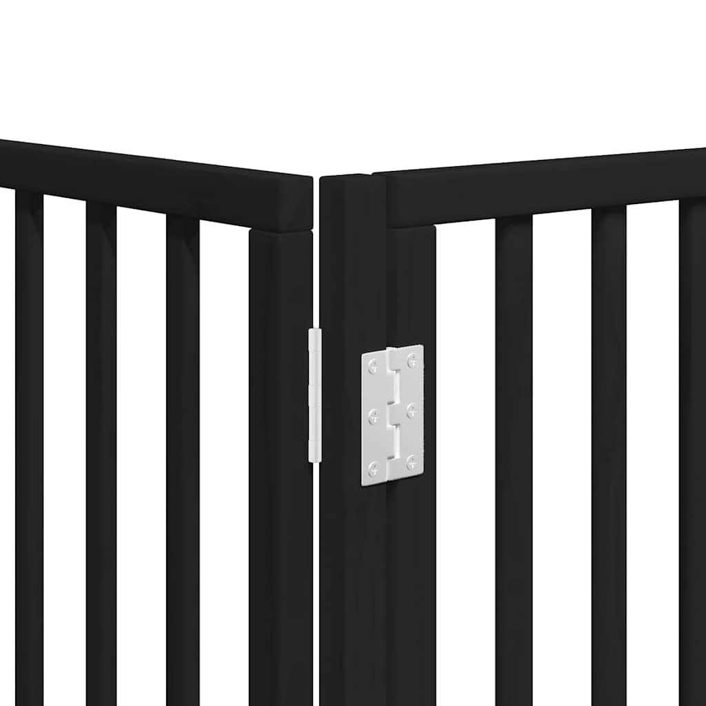 Puerta de perros plegable 8 paneles madera álamo negra 640 cm