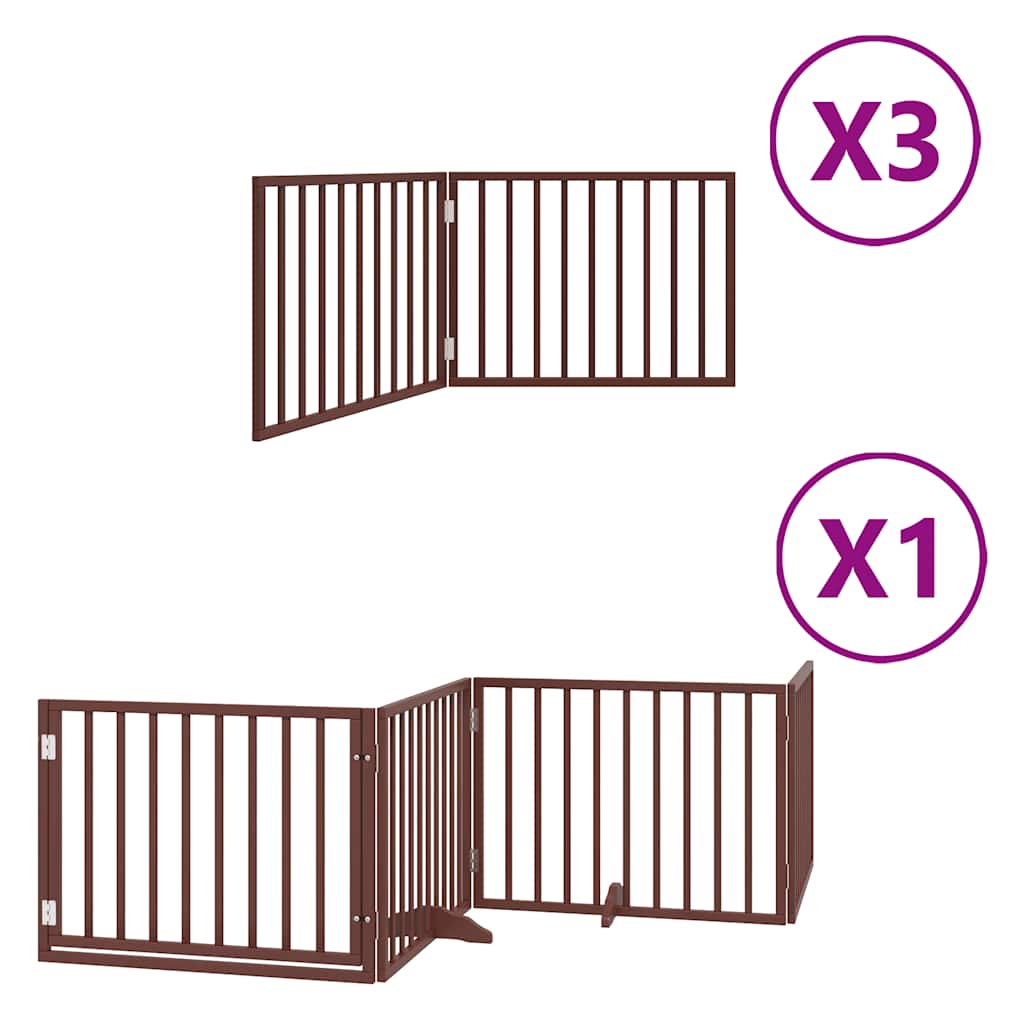 Puerta de perros plegable 10 paneles madera álamo marrón 800 cm