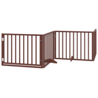 Puerta de perros plegable 10 paneles madera álamo marrón 800 cm