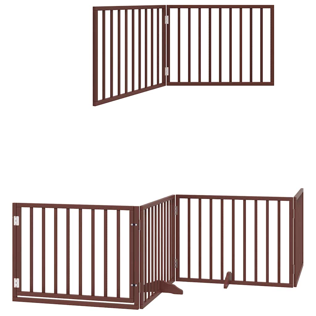 Puerta de perros plegable 10 paneles madera álamo marrón 800 cm