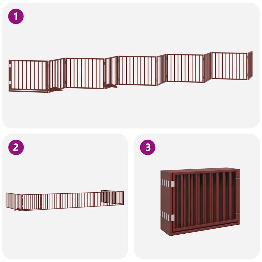 Puerta de perros plegable 10 paneles madera álamo marrón 800 cm