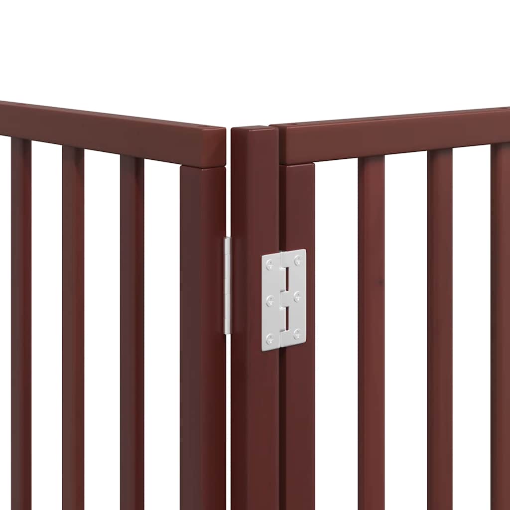 Puerta de perros plegable 10 paneles madera álamo marrón 800 cm