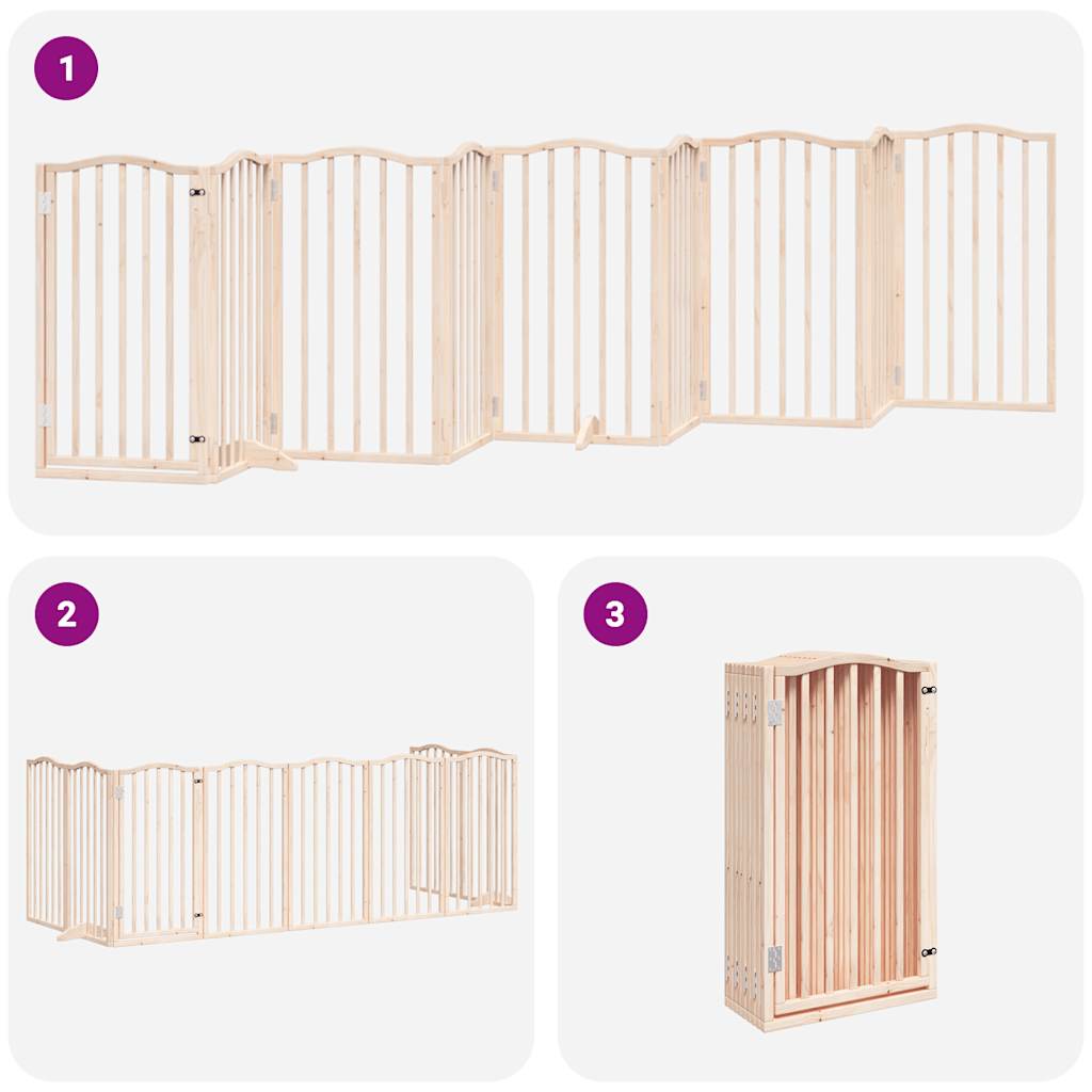 Puerta para perros plegable 9 paneles madera de álamo 450 cm