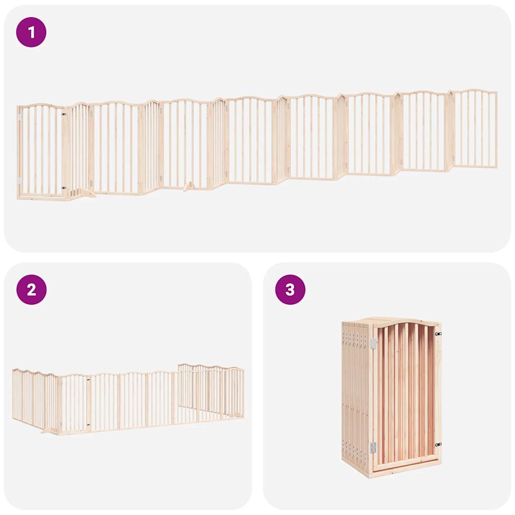 Puerta para perros plegable 15 paneles madera de álamo 750 cm