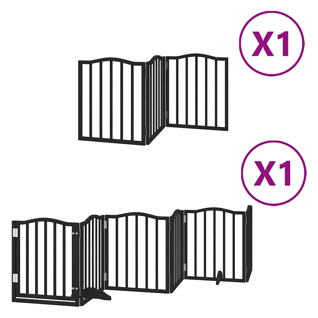 Puerta para perros plegable 9 paneles madera álamo negra 450 cm