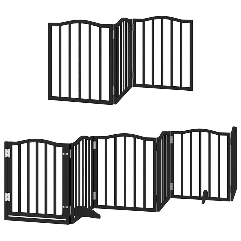 Puerta para perros plegable 9 paneles madera álamo negra 450 cm